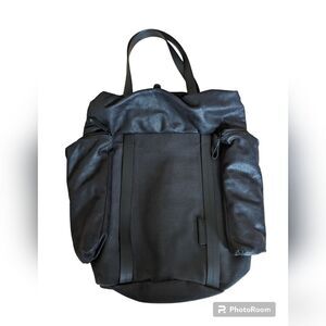 Cote et Ciel Saar black waxed canvas backpack tote